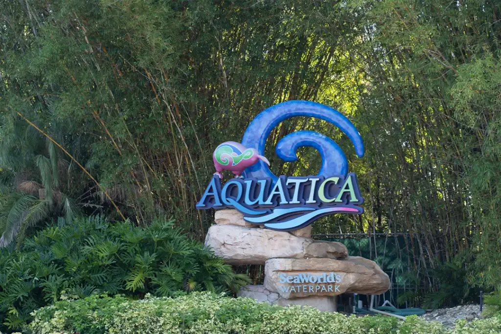 Orlando, Fl, USA - January 6, 2022: Aquatica sign in Orlando, Fl, USA. Aquatica is Sea World's Waterpark.