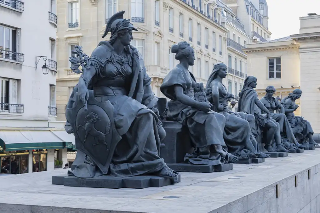 Sculptures from the six continents of the World outside the Musée d'Orsay in Paris