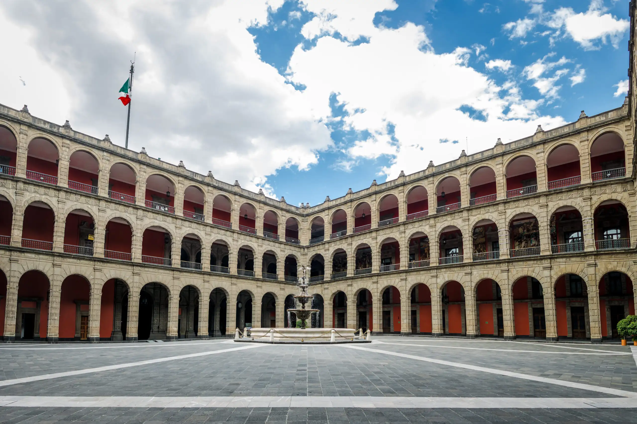 Courtyard and fountain at the Palacio Nacional in Mexico City, Mexico