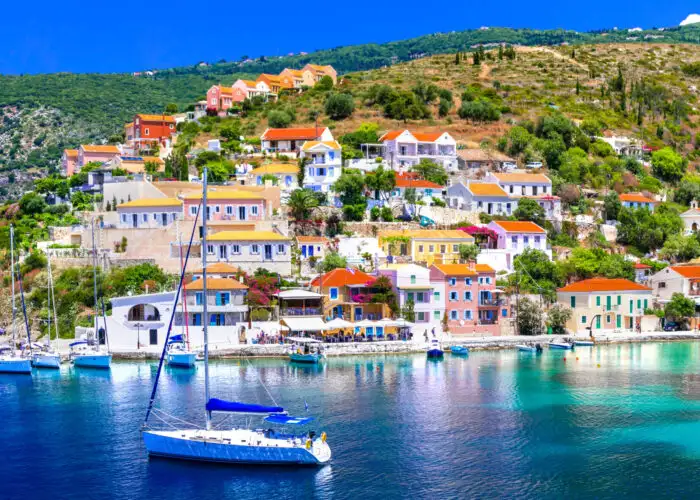 Coastline of the village of Assos on the island of Kefalonia, Greece