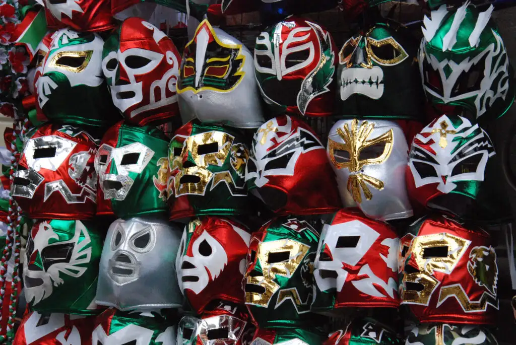 Luchador masks on display
