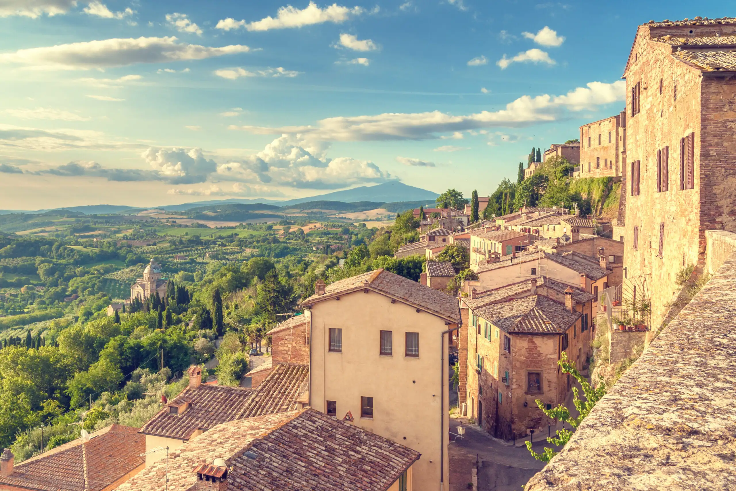 The vista surrounding the walls of Montepulciano, Tuscany, Italy