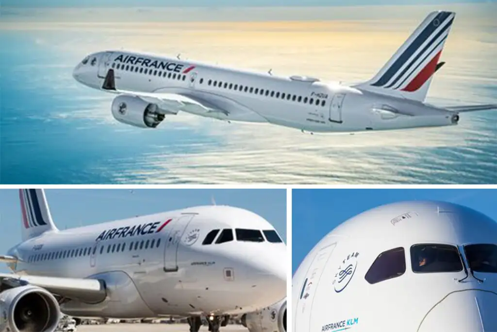 Three images of an Air France aircraft