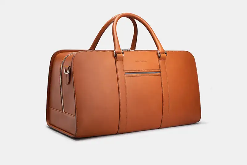 Carl Friedrick Palissy Weekend Bag in light tan, a perfect weekender travel bag for men