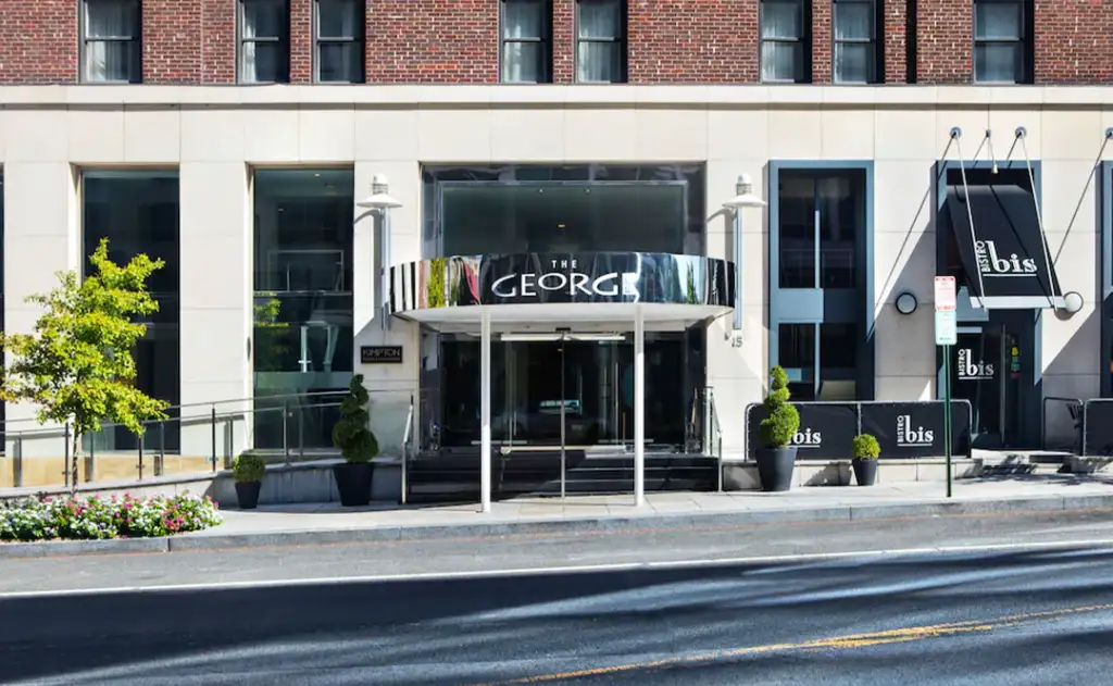 Front entrance of the Kimpton George Hotel in Washington D.C.