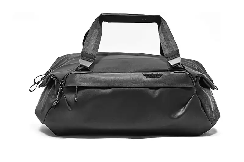 Peak Design 35L Travel Duffel in black, a minimal weekender bag for men
