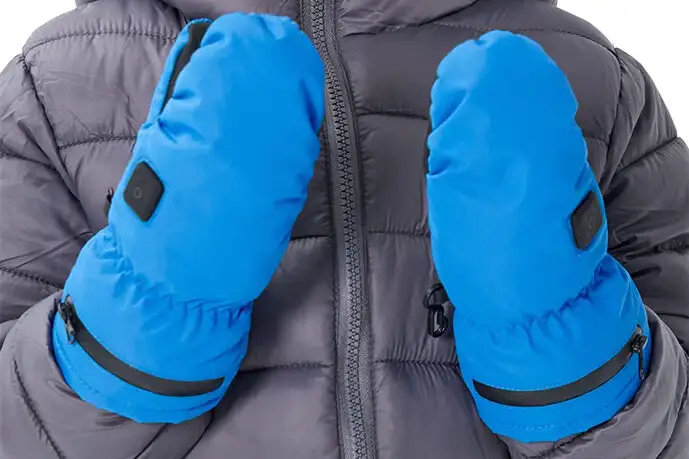 Aroma Season Heated Mittens for Kids in blue, heated travel gloves for kids