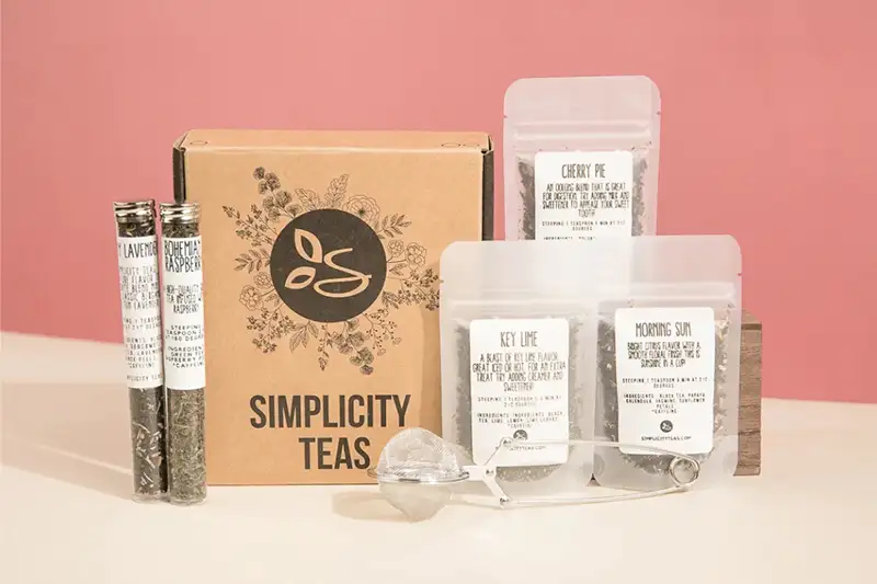 Simplicity Teas subscription box and various loose leaf teas