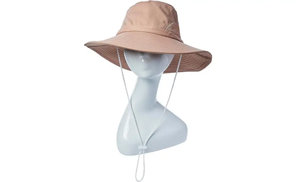Tan Hairbrella Waterproof Sun Hat on manikin