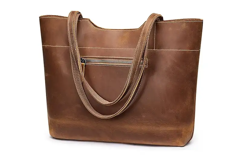 S Zone Vintage Leather Tote in tan