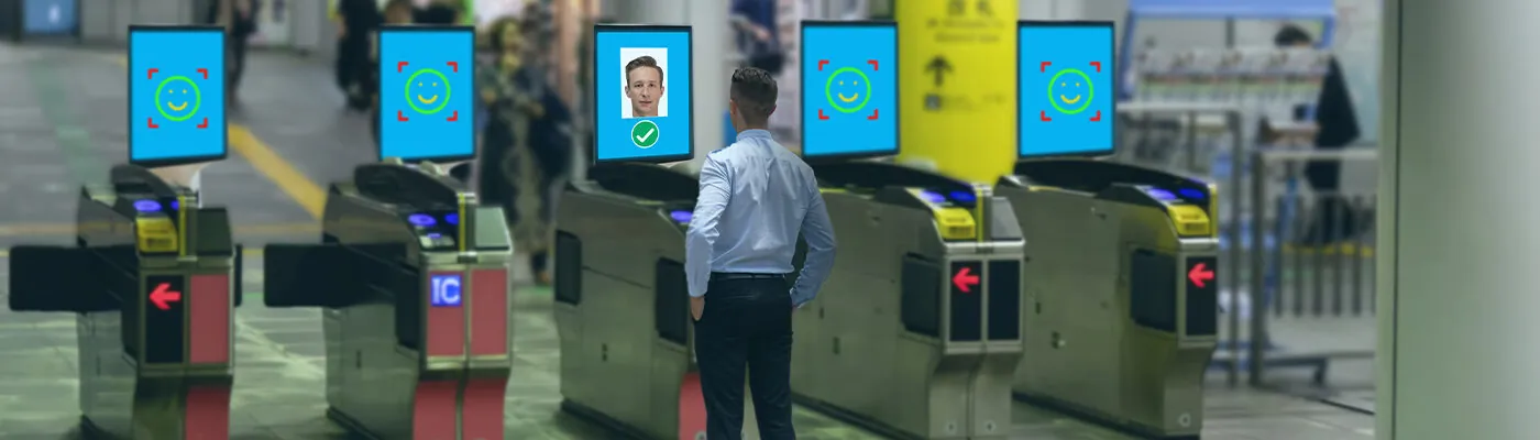 deep machine learing concept, the smart hospitaly industry use artificial intelligence technology with facial recognition to recognite people for monitor, security reason, keep data, predict behavior