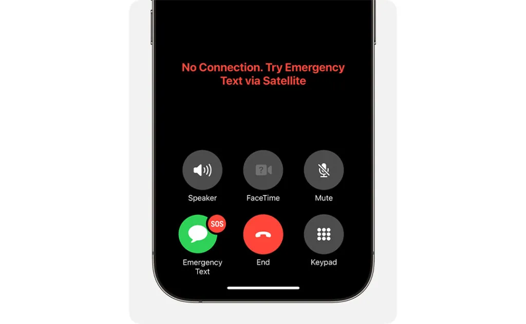 Screenshot of iOS emergency texting function.