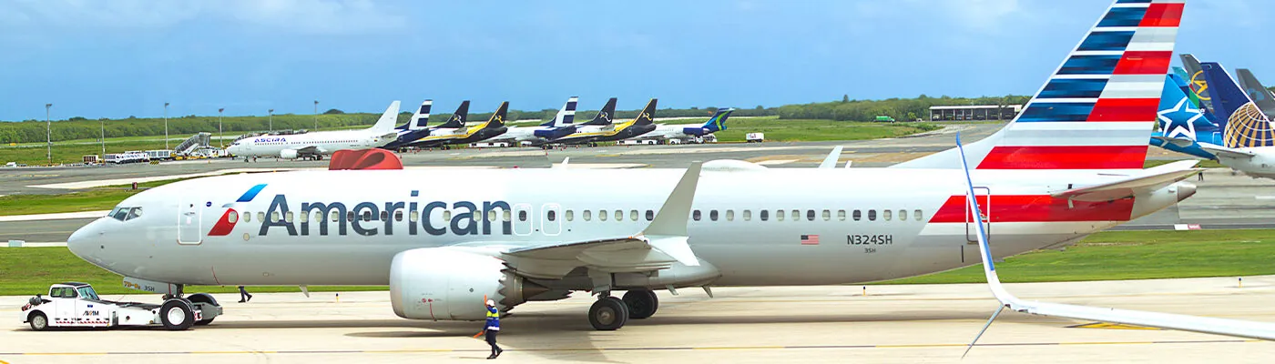 American Airline Boeing 737 Max8 Airplane at Punta Cana International airport, Punta Cana, Dominican Republic, November 18, 2021